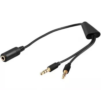 Audiokabel Microconnect AUDAL 0,4 m 2x 3,5 mm stekker naar 3,5 mm bus zwart