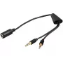Audiokabel Microconnect AUDAL 0,4 m 2x 3,5 mm stekker naar 3,5 mm bus zwart
