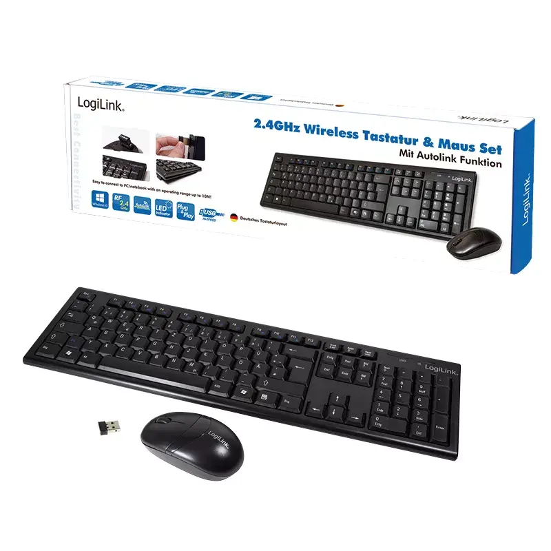 Draadloze toetsenbord-muisset LogiLink ID0104 zwart