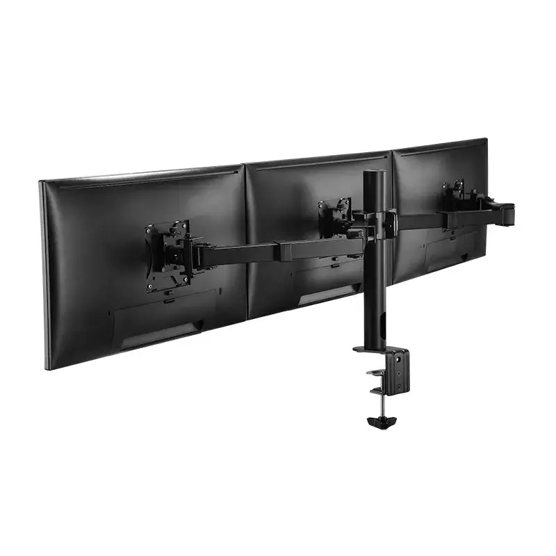 LogiLink BP0107 bureausteun voor drie monitoren, 17-27 inch, 7 kg per arm, VESA 75x75/100x100, staal, zwart