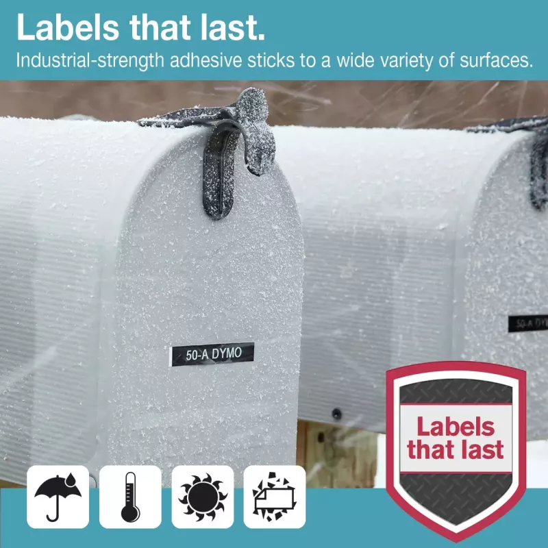 DYMO Authentic D1 Durable-labels | witte opdruk op zwart lint | 12 mm x 3 m | labeltape voor LabelManager labelprinters