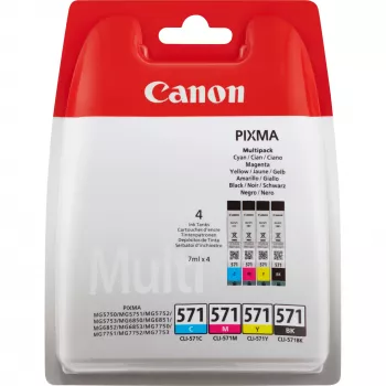 Canon CLI-571 BK/C/M/Y inktpatronen multipack, zwart, cyaan, magenta, geel, 4 stuks, 349 pagina's, multipack