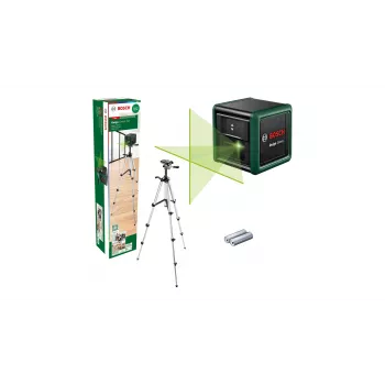 Laserwaterpas Bosch Quigo Groen met statief 1,1 m — compacte kruislijnlaserset