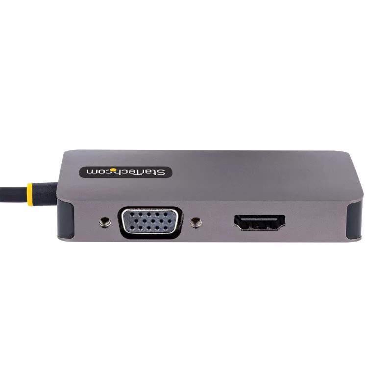 StarTech.com USB-C-videoadapter, USB-C naar HDMI DVI VGA-adapter, tot 4K 60Hz, aluminium, multiport-videodisplayadapter, Thunderbolt 3/4-compatibel, USB Type-C-reisadapter