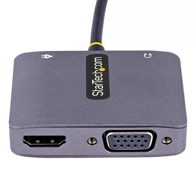 StarTech.com USB-C-videoadapter, USB-C naar HDMI VGA multiportadapter, 3,5-mm-audio, 4K 60Hz HDR, 100W PD pass-through, Thunderbolt 3/4-compatibel – USB-C-displayreisadapter