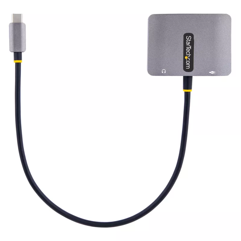 StarTech.com USB-C-videoadapter, USB-C naar HDMI VGA multiportadapter, 3,5-mm-audio, 4K 60Hz HDR, 100W PD pass-through, Thunderbolt 3/4-compatibel – USB-C-displayreisadapter