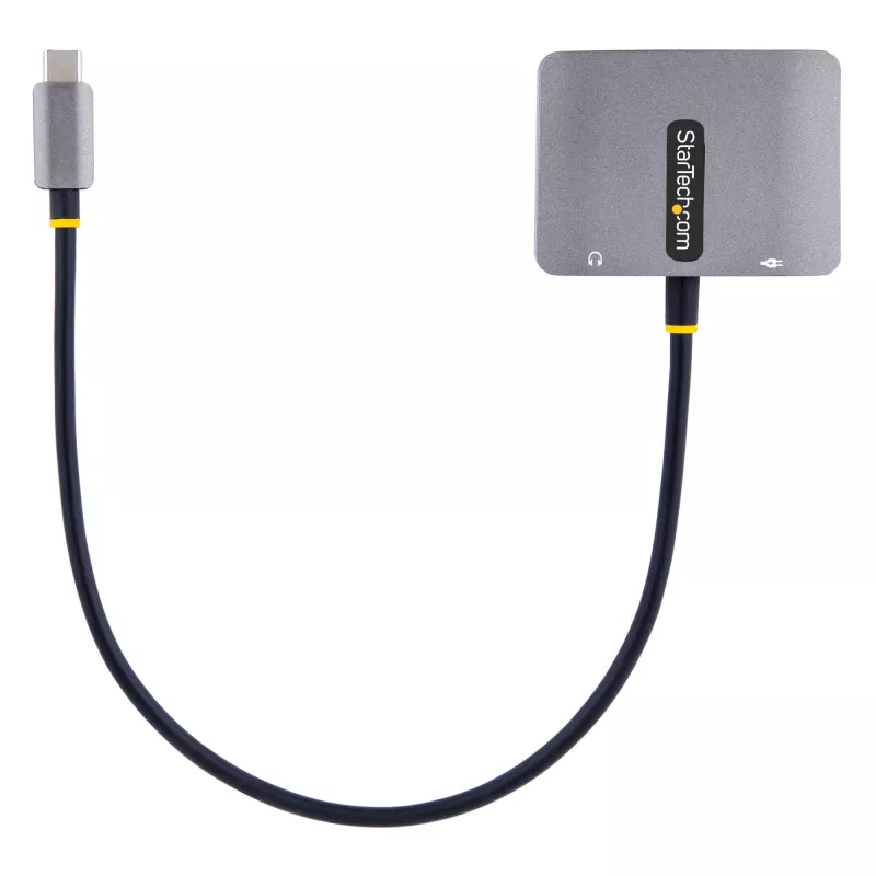StarTech.com USB-C-videoadapter, USB-C naar HDMI VGA multiportadapter, 3,5-mm-audio, 4K 60Hz HDR, 100W PD pass-through, Thunderbolt 3/4-compatibel – USB-C-displayreisadapter