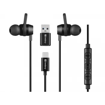 Headset Sandberg USB-C/A in-earset met line-mic