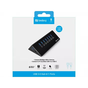 Sandberg USB 3.0 hub 6+1 poorten