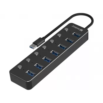 USB-hub Sandberg 7 poorten USB 3.0 zwart aluminium