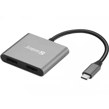 Sandberg USB-C dock 2xHDMI+USB+PD maximale resolutie 3840x2160
