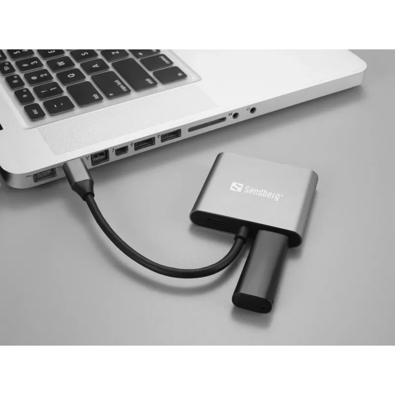 Sandberg USB-C dock 2xHDMI+USB+PD maximale resolutie 3840x2160