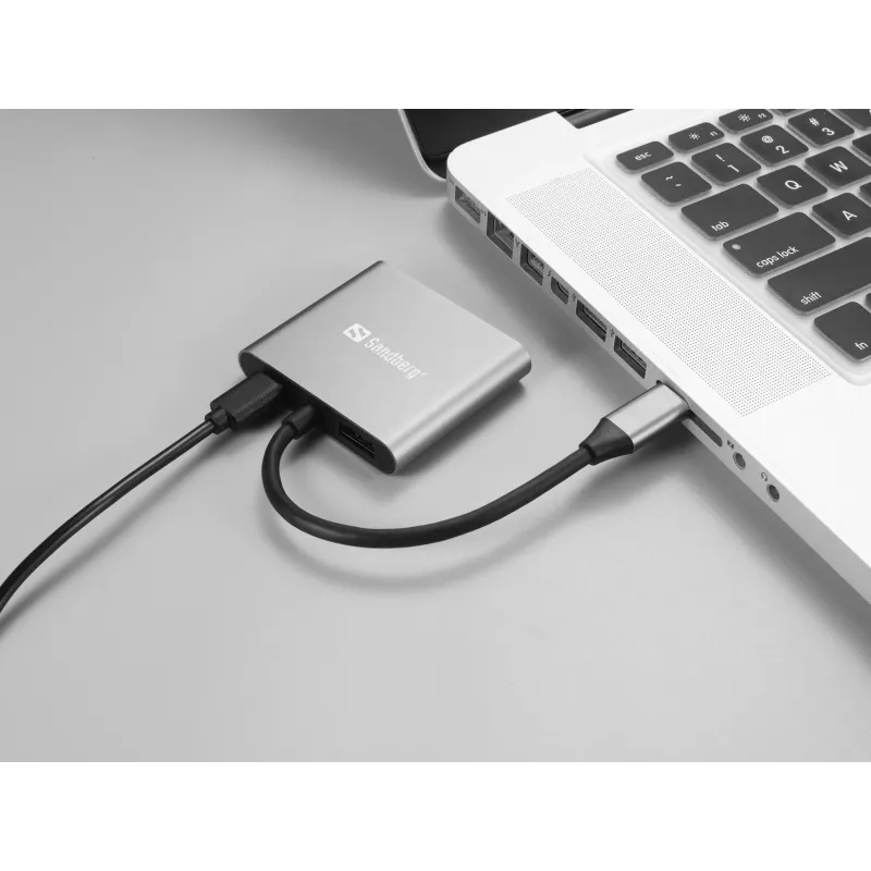Sandberg USB-C dock 2xHDMI+USB+PD maximale resolutie 3840x2160