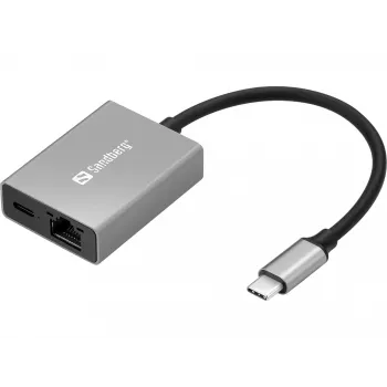 Sandberg USB-C Gigabit-adapter PD100W USB Type-C RJ-45 1 Gbit/s grijs