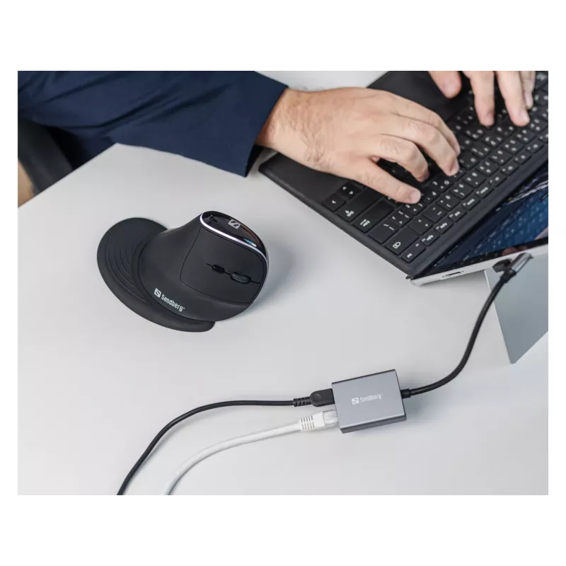 Sandberg USB-C Gigabit-adapter PD100W USB Type-C RJ-45 1 Gbit/s grijs