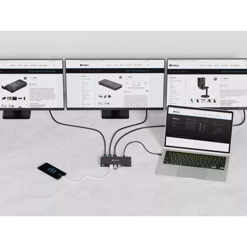 Sandberg USB-C 13in1 DockingStation Pro bedraad USB 3.2 Gen 1 Type-C