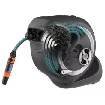Wandgemonteerde slanghaspel Gardena RollUp Automatic zwart grijs