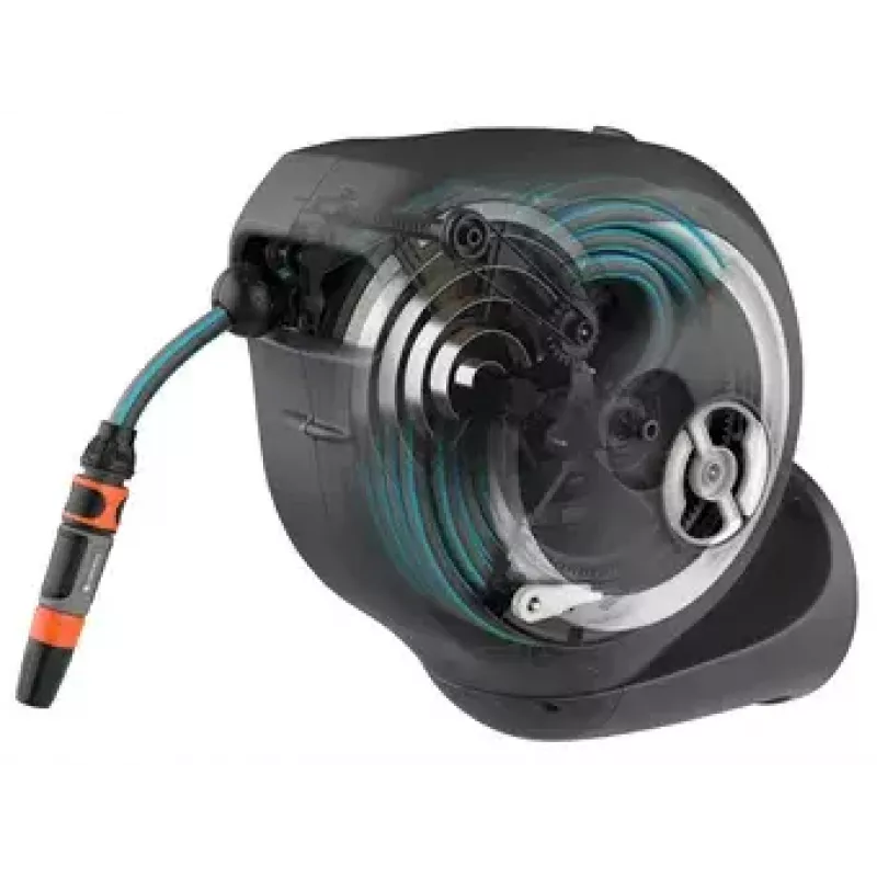 Wandgemonteerde slanghaspel Gardena RollUp Automatic zwart grijs