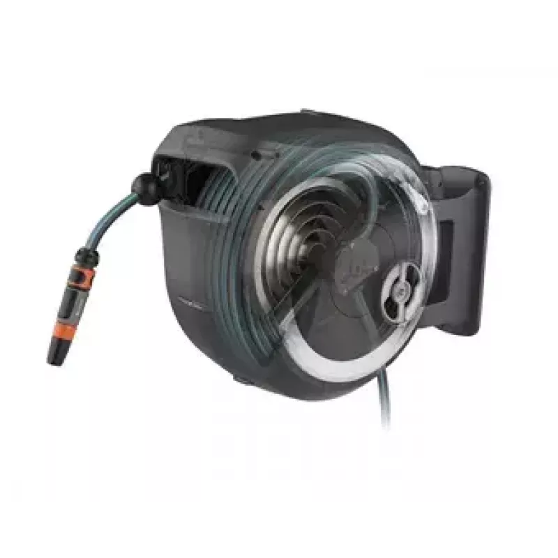 Wandgemonteerde slanghaspel Gardena RollUp Automatic zwart grijs