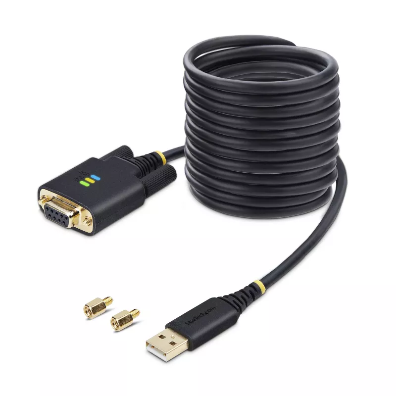 StarTech.com 10ft (3m) USB naar nullmodem seriële adapterkabel, verwisselbare DB9 schroeven/moeren, COM Retention, USB-A naar RS232, FTDI, ESD-bescherming niveau 4, Windows/macOS/ChromeOS/Linux - robuuste TPE-behuizing
