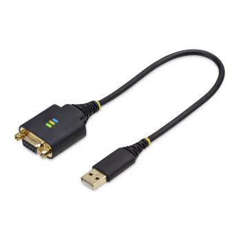 StarTech.com 30cm USB naar nullmodem seriële adapterkabel, COM-behoud, FTDI, USB-A naar DB9 RS232, verwisselbare DB9 moeren/schroeven, Windows/macOS/Linux