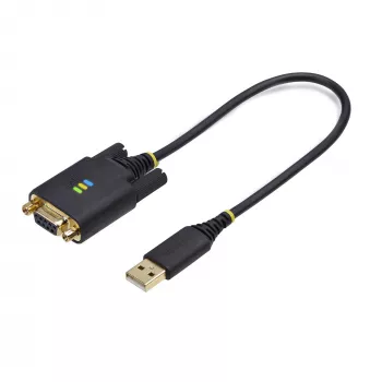 StarTech.com 30cm USB naar nullmodem seriële adapterkabel, COM-behoud, FTDI, USB-A naar DB9 RS232, verwisselbare DB9 moeren/schroeven, Windows/macOS/Linux