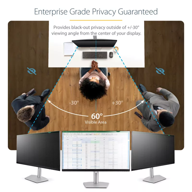 StarTech.com 28 inch 16:9 computermonitor-privacyfilter, antireflecterende privacyscreen met 51% blauwlichtreductie, monitorschermfolie met +/- 30 graden kijkhoek