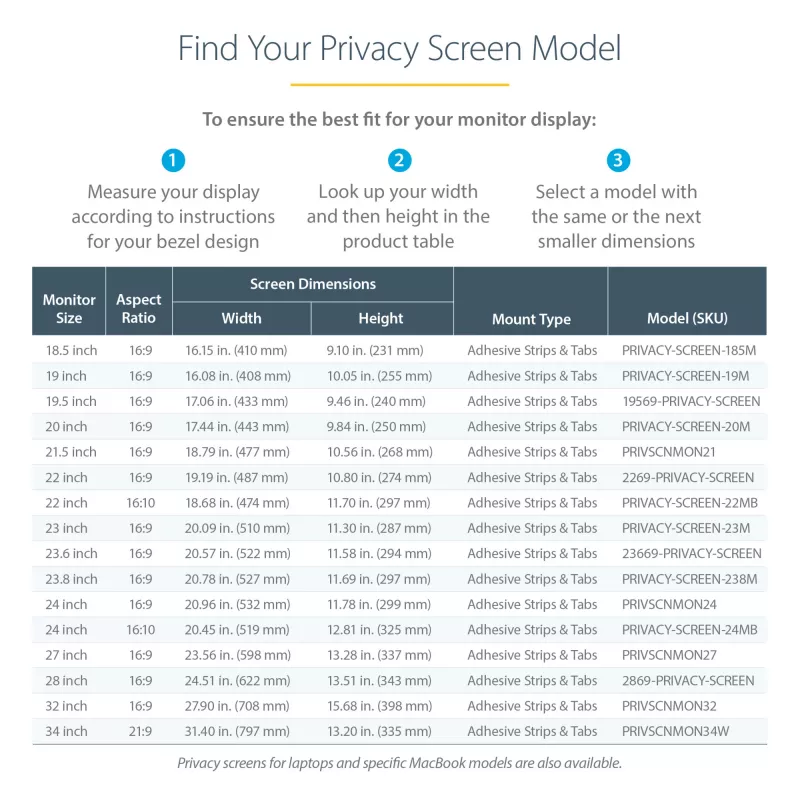 StarTech.com 28 inch 16:9 computermonitor-privacyfilter, antireflecterende privacyscreen met 51% blauwlichtreductie, monitorschermfolie met +/- 30 graden kijkhoek