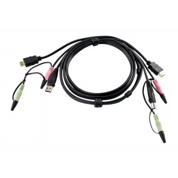 ATEN HDMI KVM-kabel 1,8m, 1.8 m, HDMI, zwart, HDMI, USB A, 2 x 3,5mm, HDMI, USB B, 2 x 3,5mm, stekker