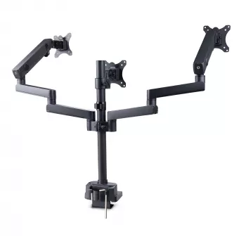 StarTech.com triple-monitor-tafelhouder voor maximaal drie 27-inch beeldschermen, VESA 75x75/100x100, gereedschapsloze armverstelling, C-klem-/tulemontage, veerondersteunde armen