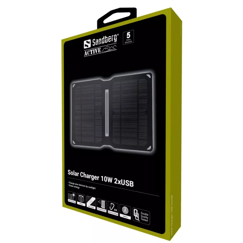 Sandberg zonnelader 10W 2xUSB Outdoor universeel zwart