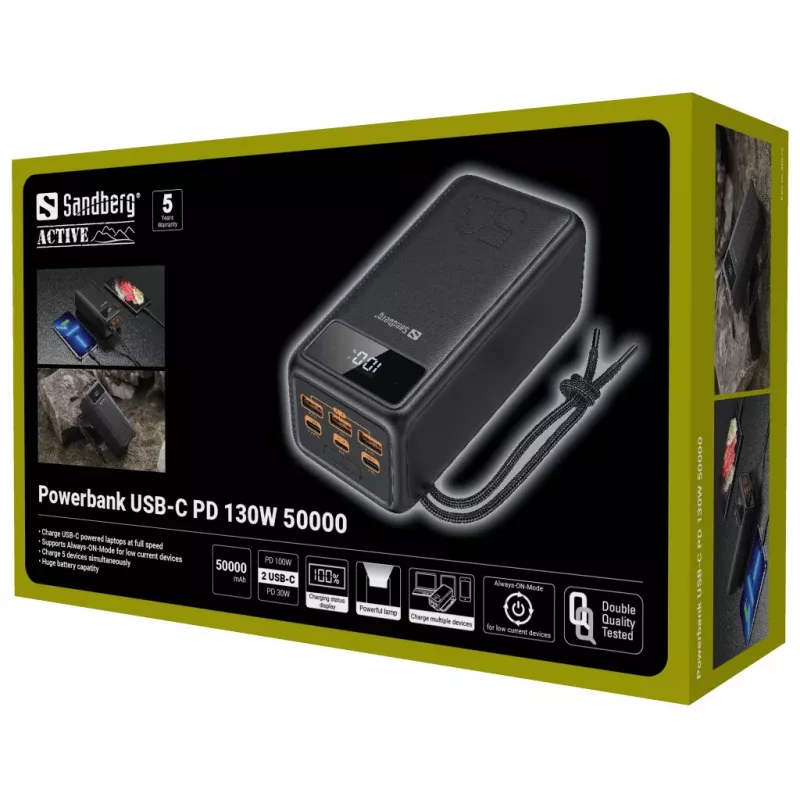 Draagbare powerbank Sandberg USB-C PD 130W 50000mAh