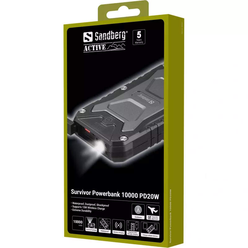Draagbare powerbank Sandberg Survivor 10000 PD20W, 10000 mAh