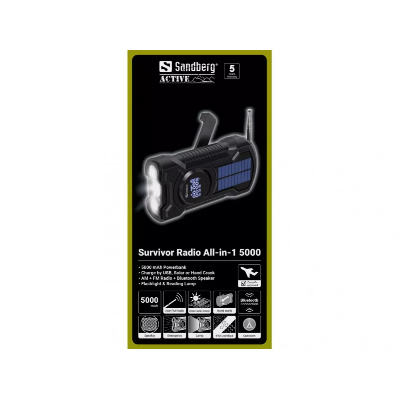 Draagbare radio Sandberg Survivor Radio All-in-1 5000 AM FM 5000mAh