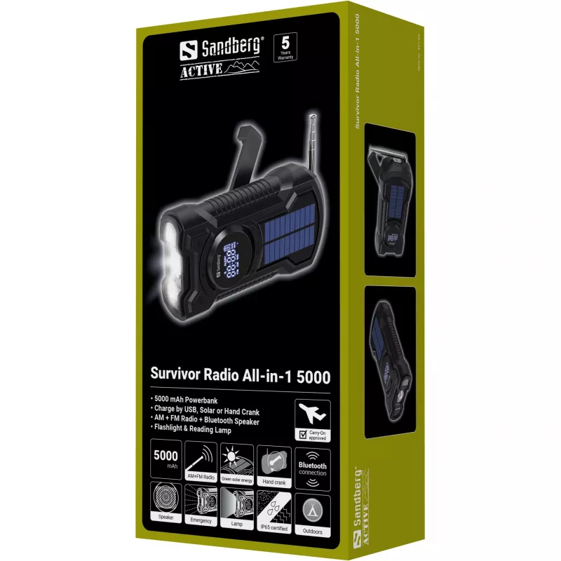 Draagbare radio Sandberg Survivor Radio All-in-1 5000 AM FM 5000mAh