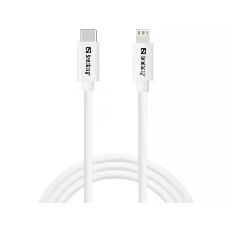 AC-lader Sandberg 20W USB-C + Lightning 1M snelladen wit