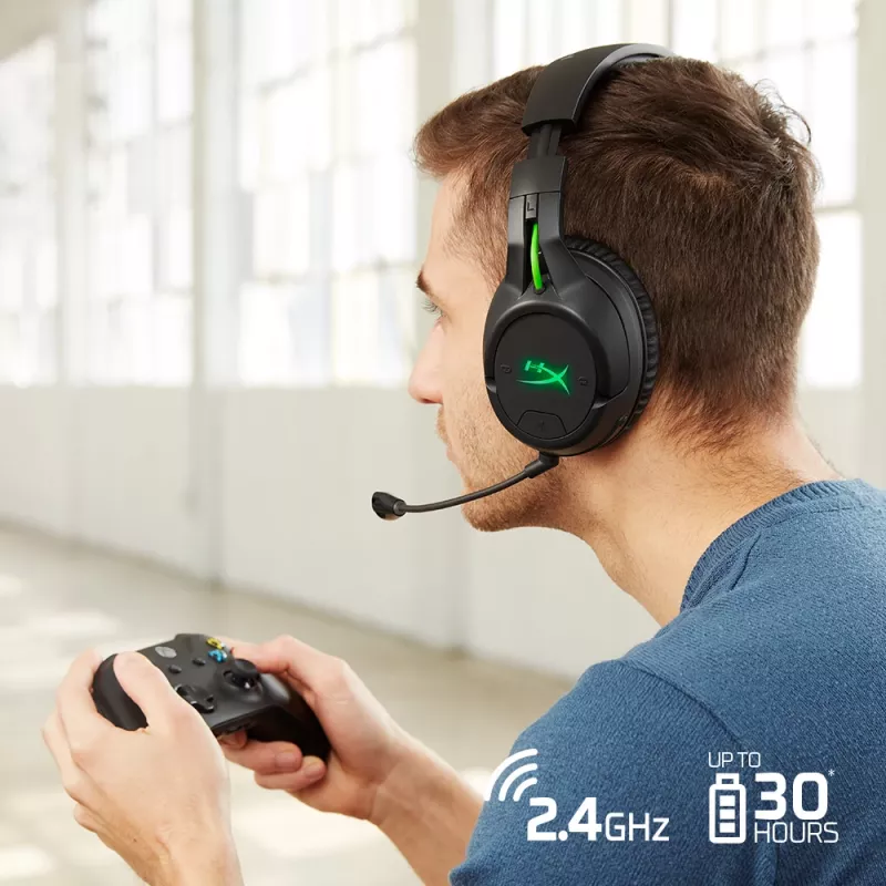 HyperX CloudX Flight – draadloze gamingheadset (zwart-groen) – Xbox