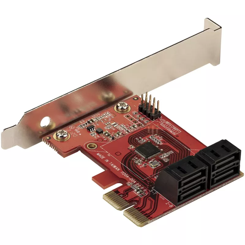 StarTech.com SATA PCIe-kaart - 4 poorts PCIe SATA-uitbreidingskaart - 6 Gbit/s - low-profile-beugel - gestapelde SATA-aansluitingen - ASM1164 non-RAID - PCI Express naar SATA-converter