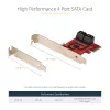 StarTech.com SATA PCIe-kaart - 4 poorts PCIe SATA-uitbreidingskaart - 6 Gbit/s - low-profile-beugel - gestapelde SATA-aansluitingen - ASM1164 non-RAID - PCI Express naar SATA-converter