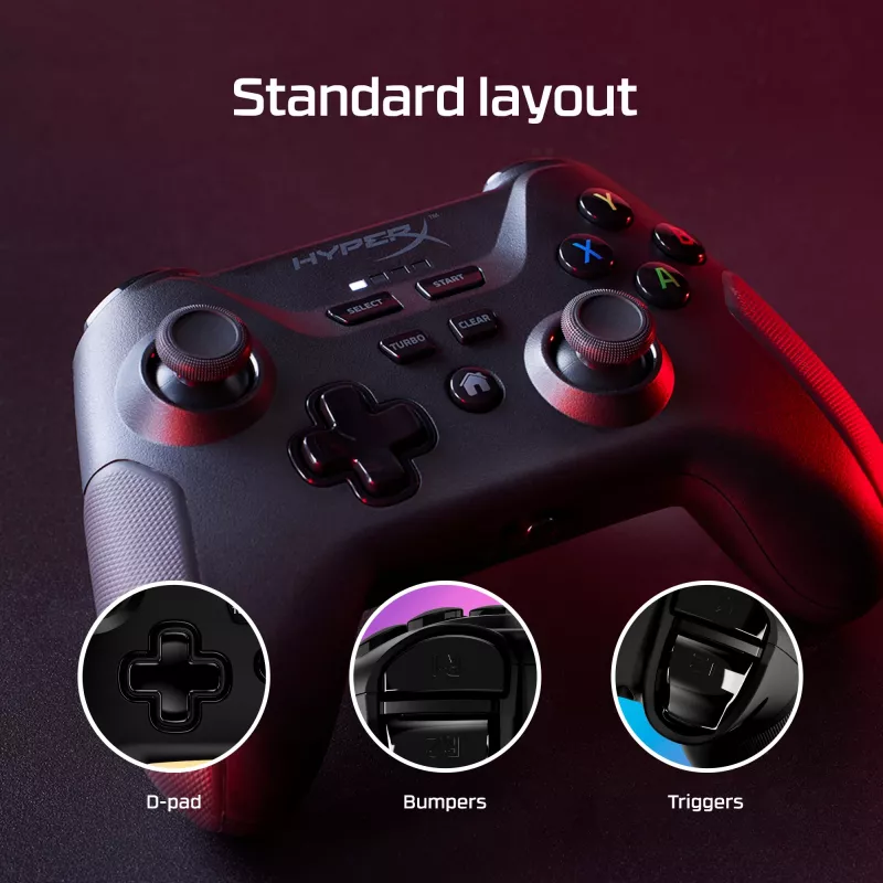 HyperX Clutch – draadloze gaming-controller (zwart) – mobiele apparaten/pc