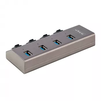 StarTech.com 4-poorts self-powered USB-C-hub met individuele aan/uit-schakelaars, USB 3.0 5Gbps-uitbreidingshub met voeding, desktop/laptop USB-C-naar-USB-A-hub, USB Type-C-hub met BC 1.2