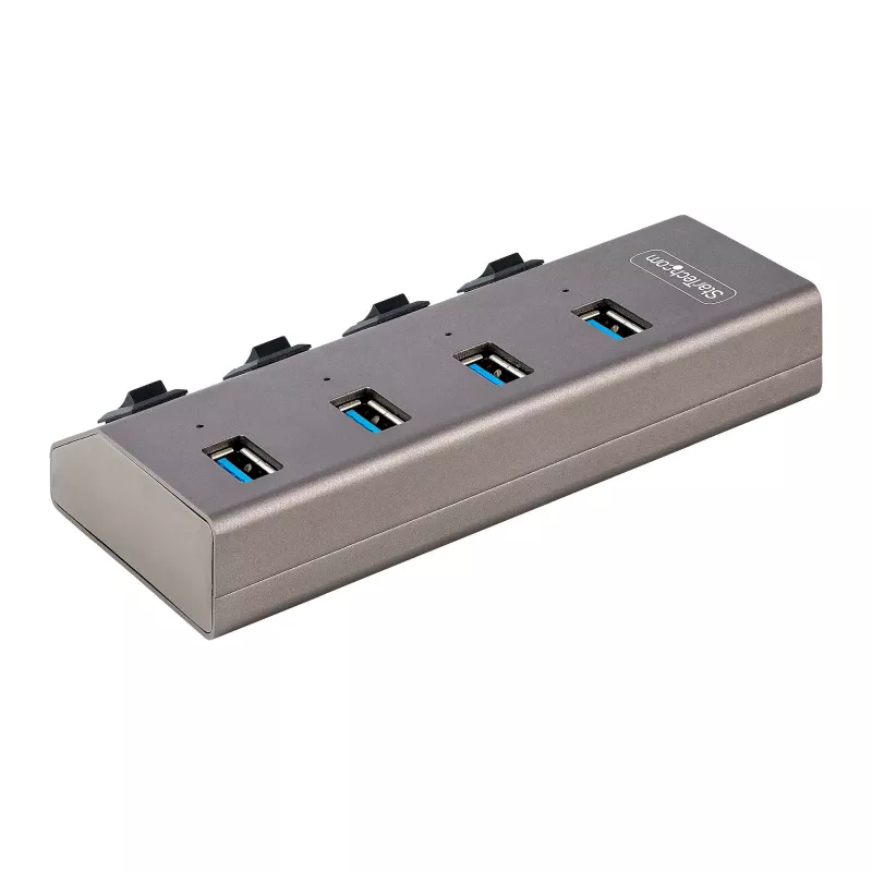 StarTech.com 4-poorts self-powered USB-C-hub met individuele aan/uit-schakelaars, USB 3.0 5Gbps-uitbreidingshub met voeding, desktop/laptop USB-C-naar-USB-A-hub, USB Type-C-hub met BC 1.2