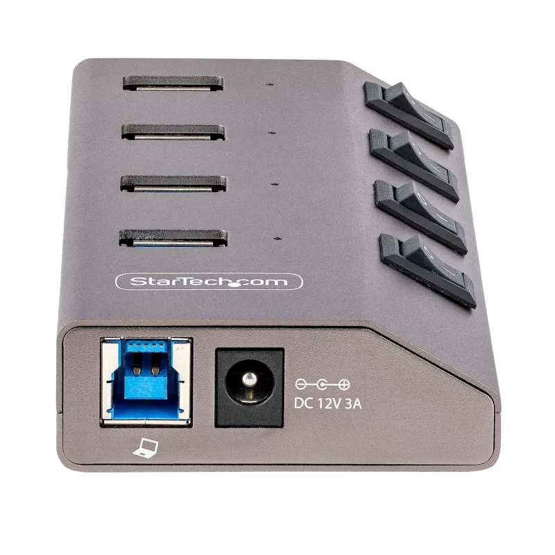 StarTech.com 4-poorts self-powered USB-C-hub met individuele aan/uit-schakelaars, USB 3.0 5Gbps-uitbreidingshub met voeding, desktop/laptop USB-C-naar-USB-A-hub, USB Type-C-hub met BC 1.2