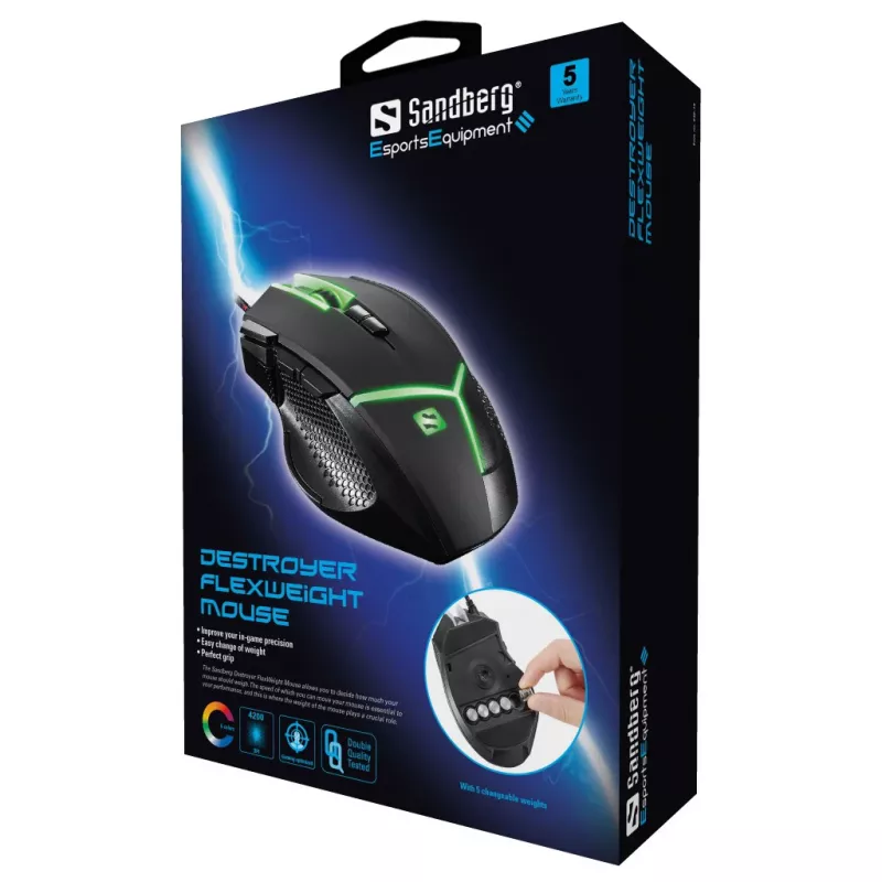 Muis Sandberg Destroyer FlexWeight USB Type-A