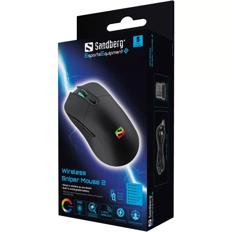 Sandberg Wireless Sniper muis 2 RF Wireless