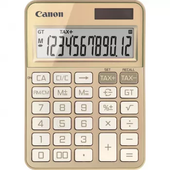 Tafelrekenmachine Canon KS-125KB met 12-cijferig display, belastingfuncties, batterij/zonne-energie, goud