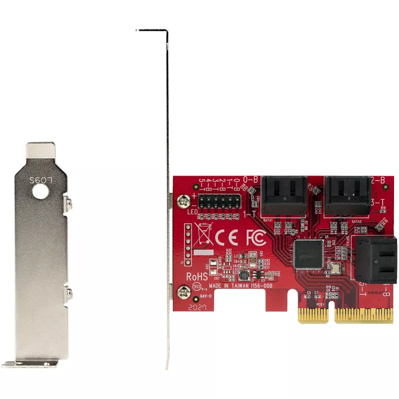StarTech.com SATA PCIe-kaart – 6-poorts PCIe SATA-uitbreidingskaart – 6 Gbit/s – Low/Full Profile – gestapelde SATA-aansluitingen – ASM1166 non-RAID – PCI Express naar SATA-converter