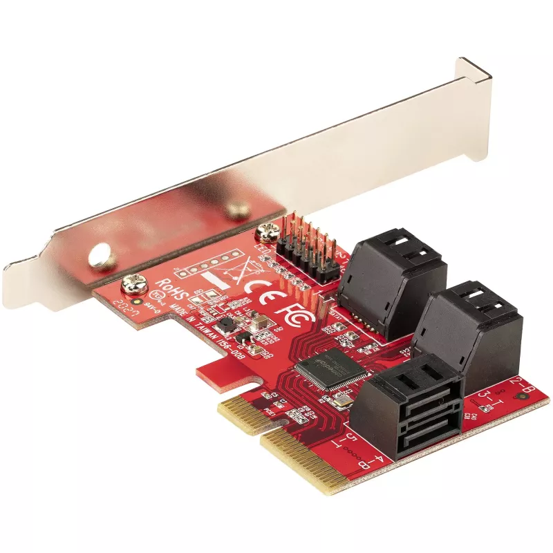 StarTech.com SATA PCIe-kaart – 6-poorts PCIe SATA-uitbreidingskaart – 6 Gbit/s – Low/Full Profile – gestapelde SATA-aansluitingen – ASM1166 non-RAID – PCI Express naar SATA-converter