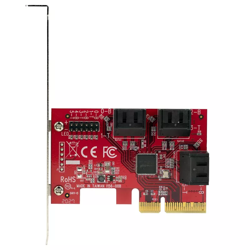 StarTech.com SATA PCIe-kaart – 6-poorts PCIe SATA-uitbreidingskaart – 6 Gbit/s – Low/Full Profile – gestapelde SATA-aansluitingen – ASM1166 non-RAID – PCI Express naar SATA-converter