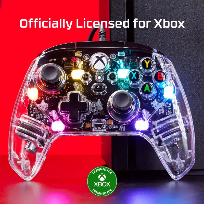HyperX Clutch Gladiate – bedrade gaming-RGB-controller – Xbox, gamepad, Xbox One, Xbox Series X, bedraad, USB, USB Type-A, USB Type-C, transparant